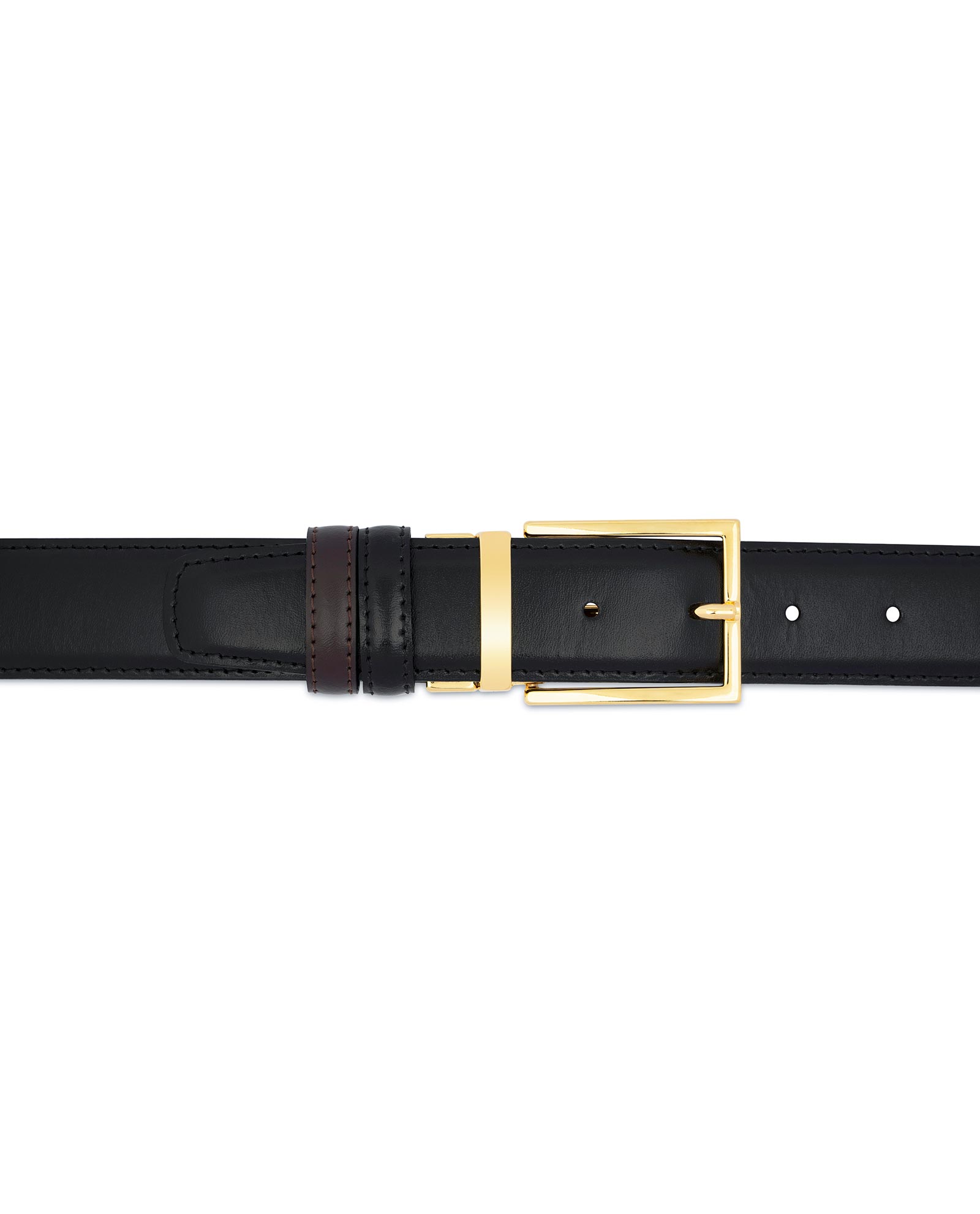 Black Genuine Leather Mens Belts Luxury Gold Automatic Buckles