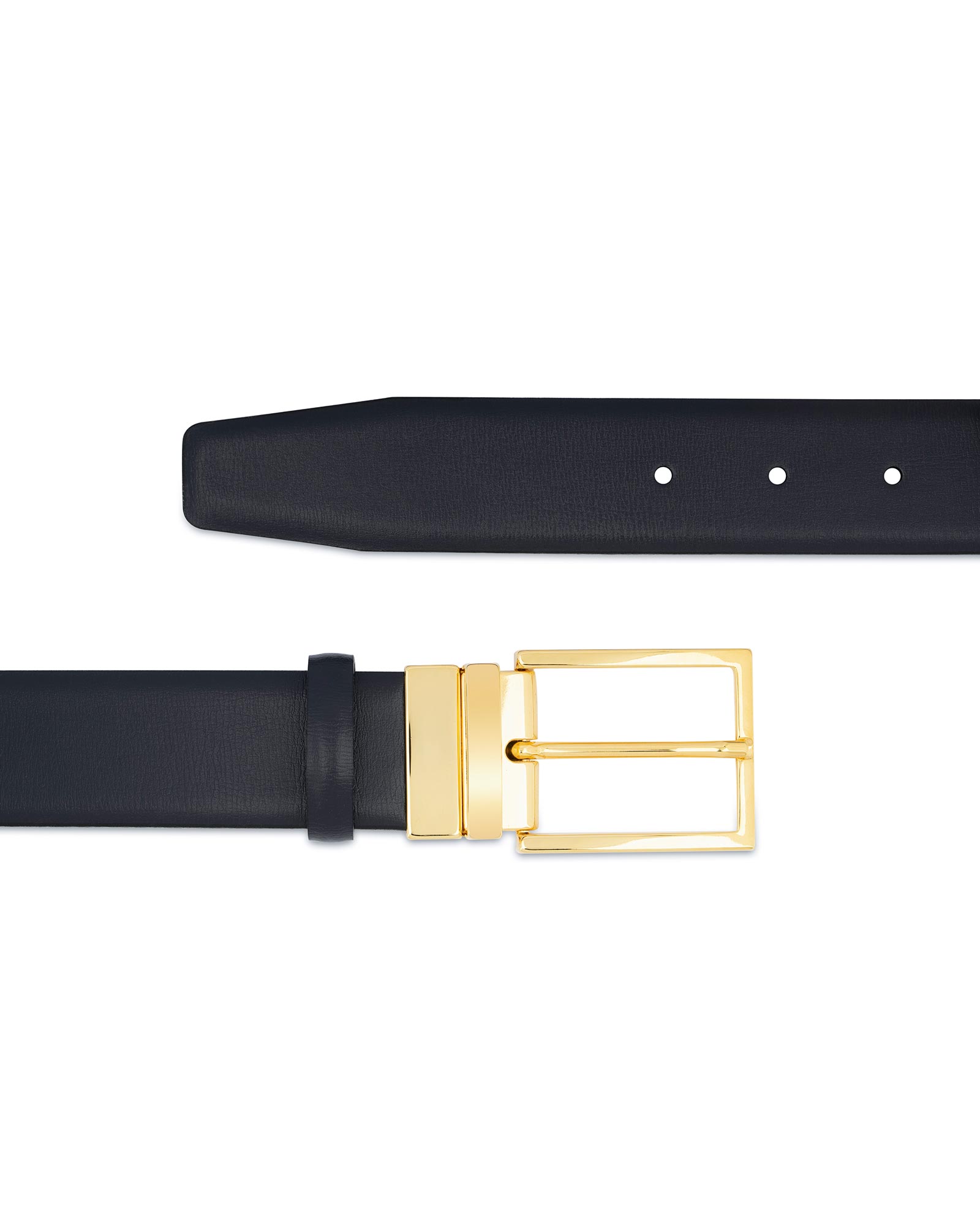 Buy Men's Navy Blue Belt With Gold Buckle | LeatherBeltsOnline.com