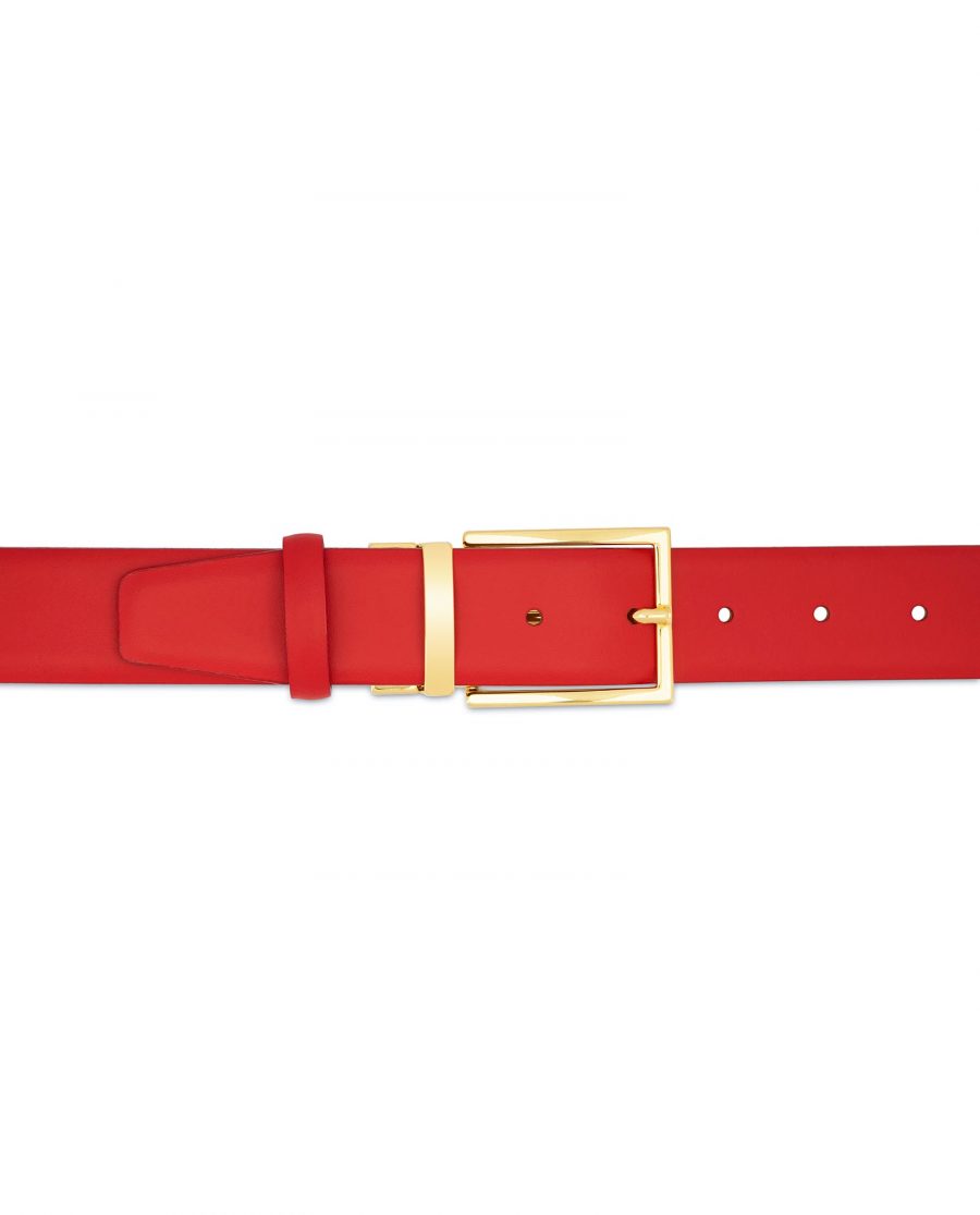 Mens Red Belt With Gold Buckle Casual belts