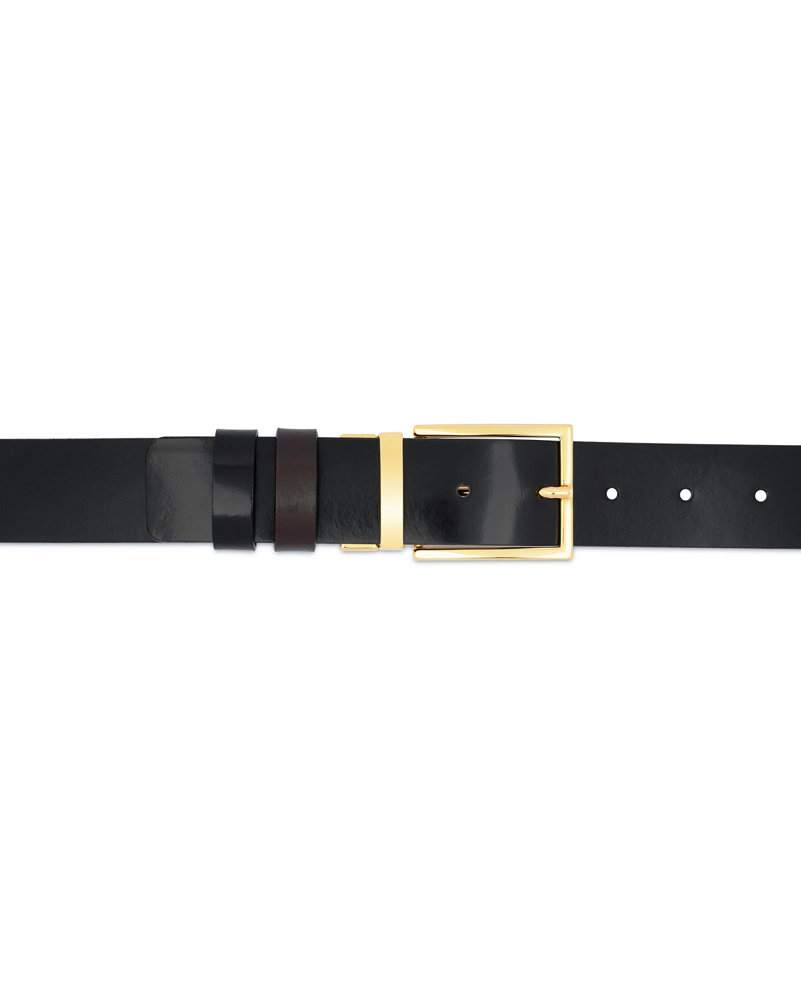 Buy Patent Leather Belt With Gold Buckle | Men's Reversible | Capo Pelle