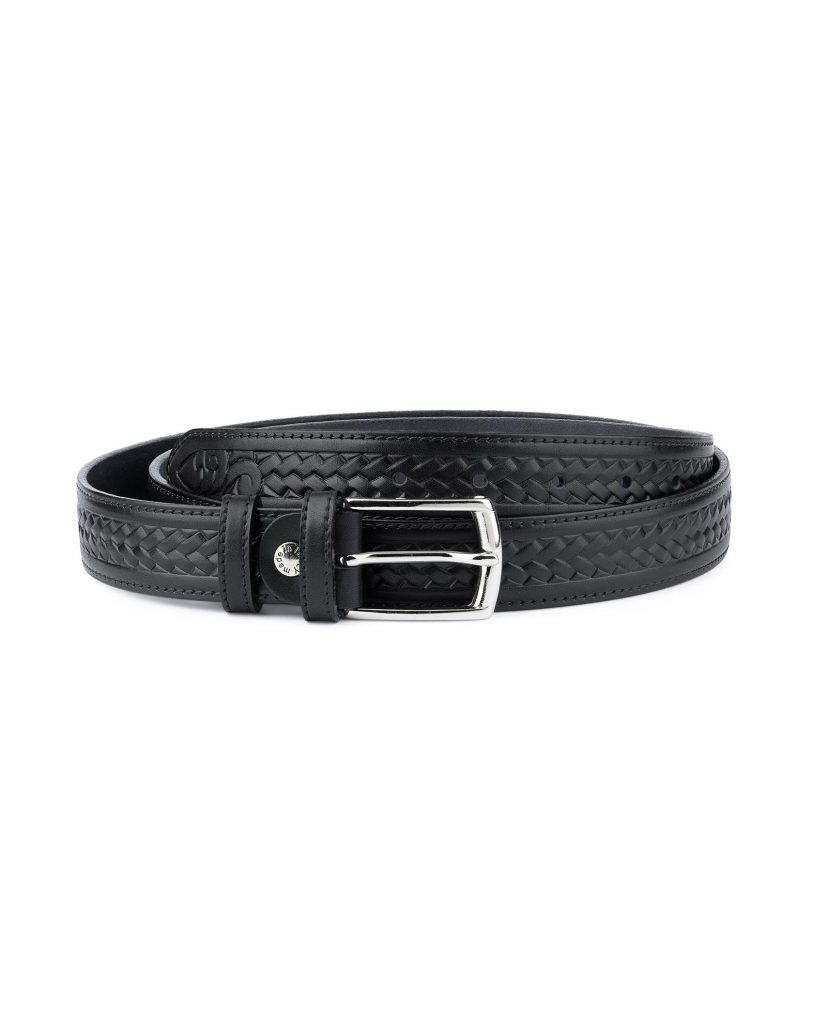 Buy Tooled Leather Belt | Black Full Grain | LeatherBeltsOnline.com