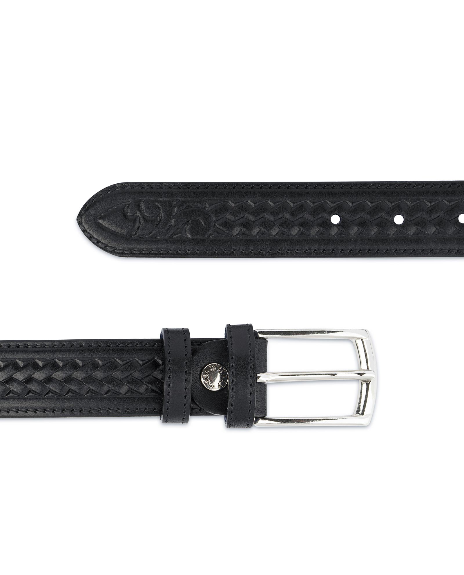 Buy Tooled Leather Belt | Black Full Grain | LeatherBeltsOnline.com
