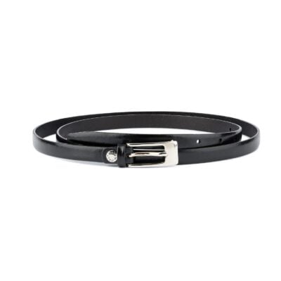 Womens Leather Belt for Dress Black With Silver Buckle Capo Pelle