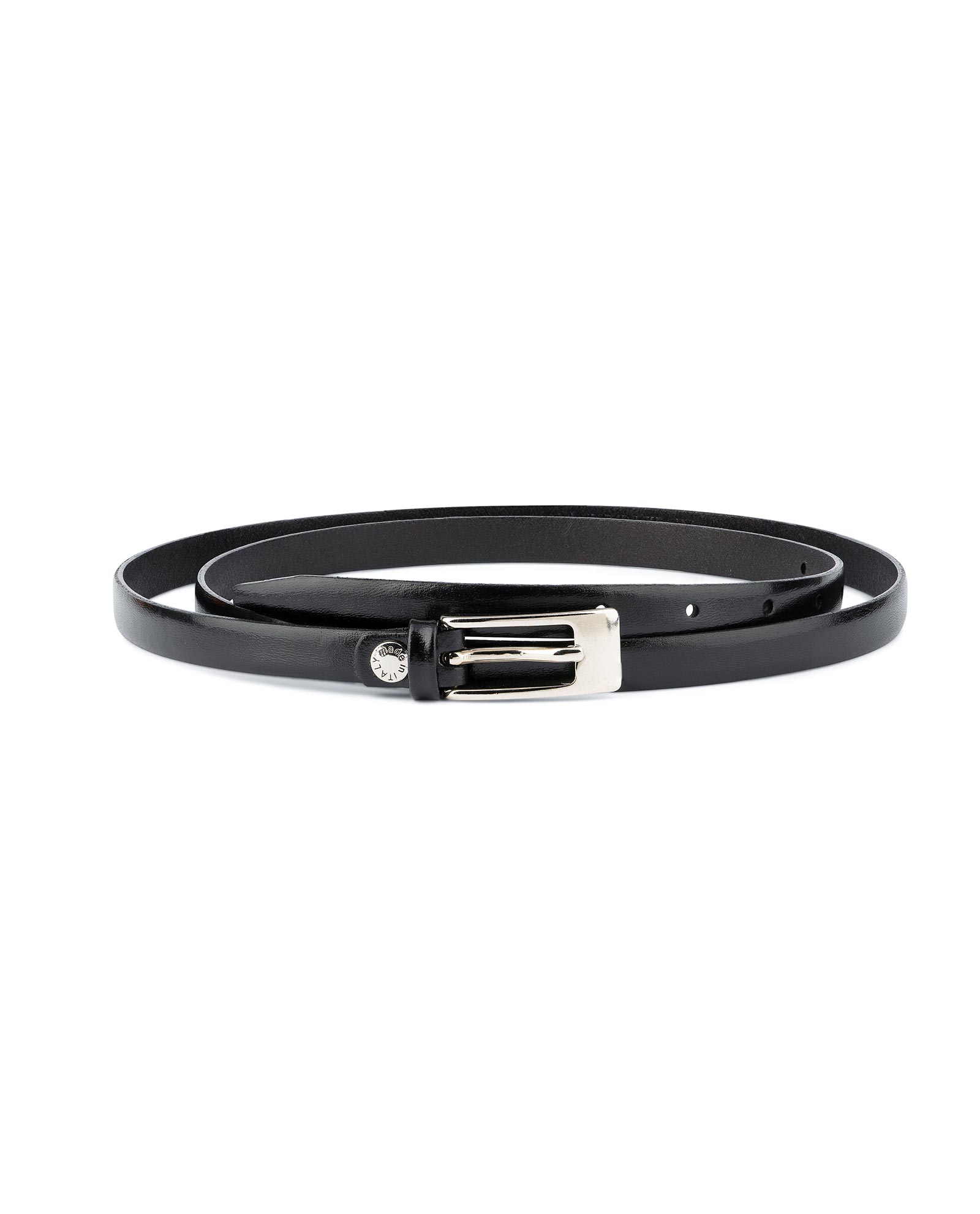 Buy Womens Leather Belt For Dress | Black With Silver Buckle | Capo Pelle