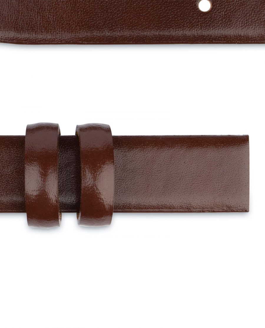 Brown Mens Belt for Buckles Cognac leather 1 inch Adjustable