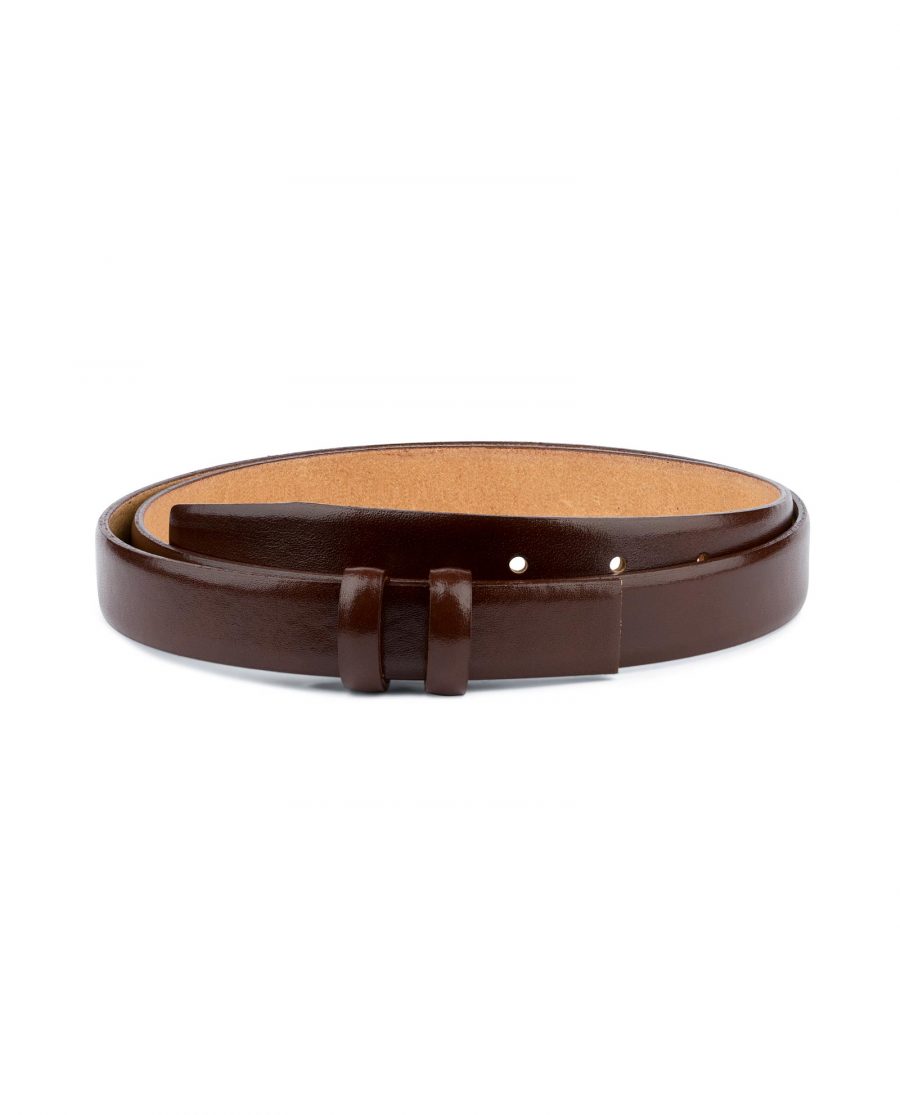 Brown Mens Belt for Buckles Cognac leather 1 inch Capo Pelle