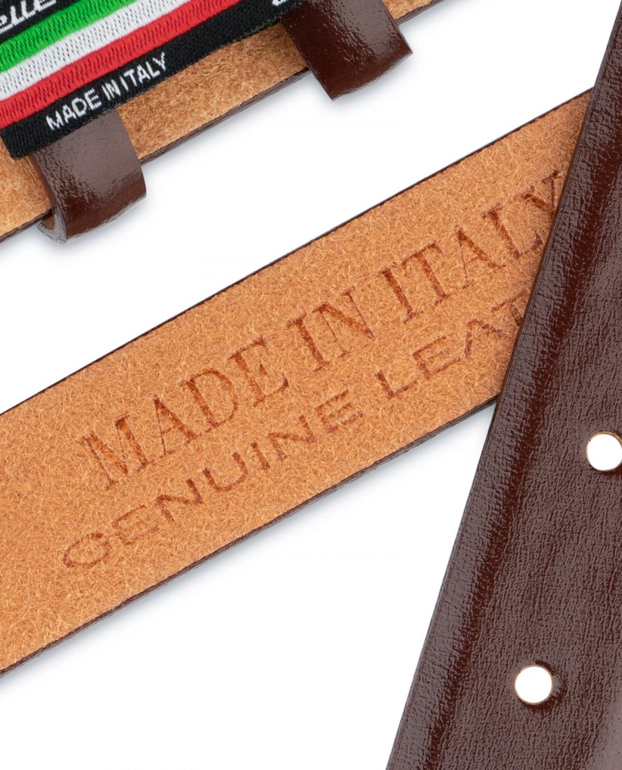 Brown Mens Belt for Buckles Cognac leather 1 inch Italian