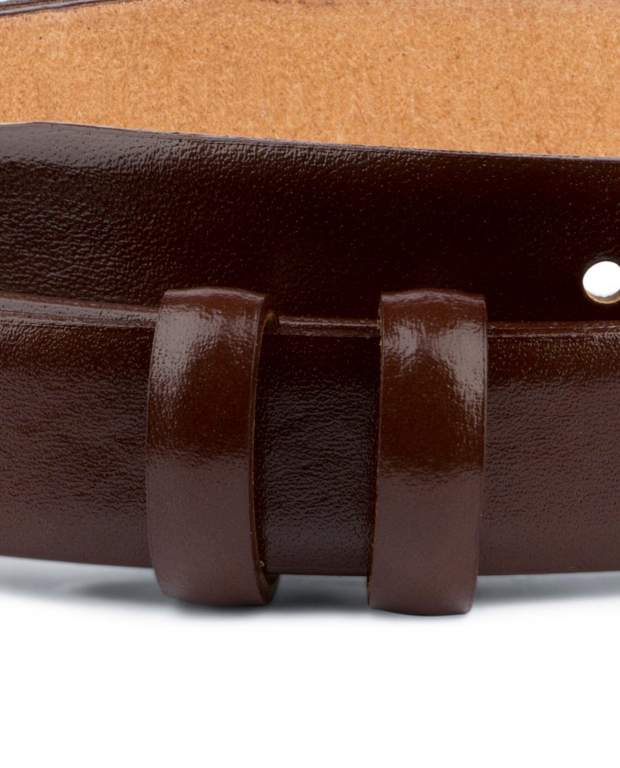Brown Mens Belt for Buckles Cognac leather 1 inch Loops
