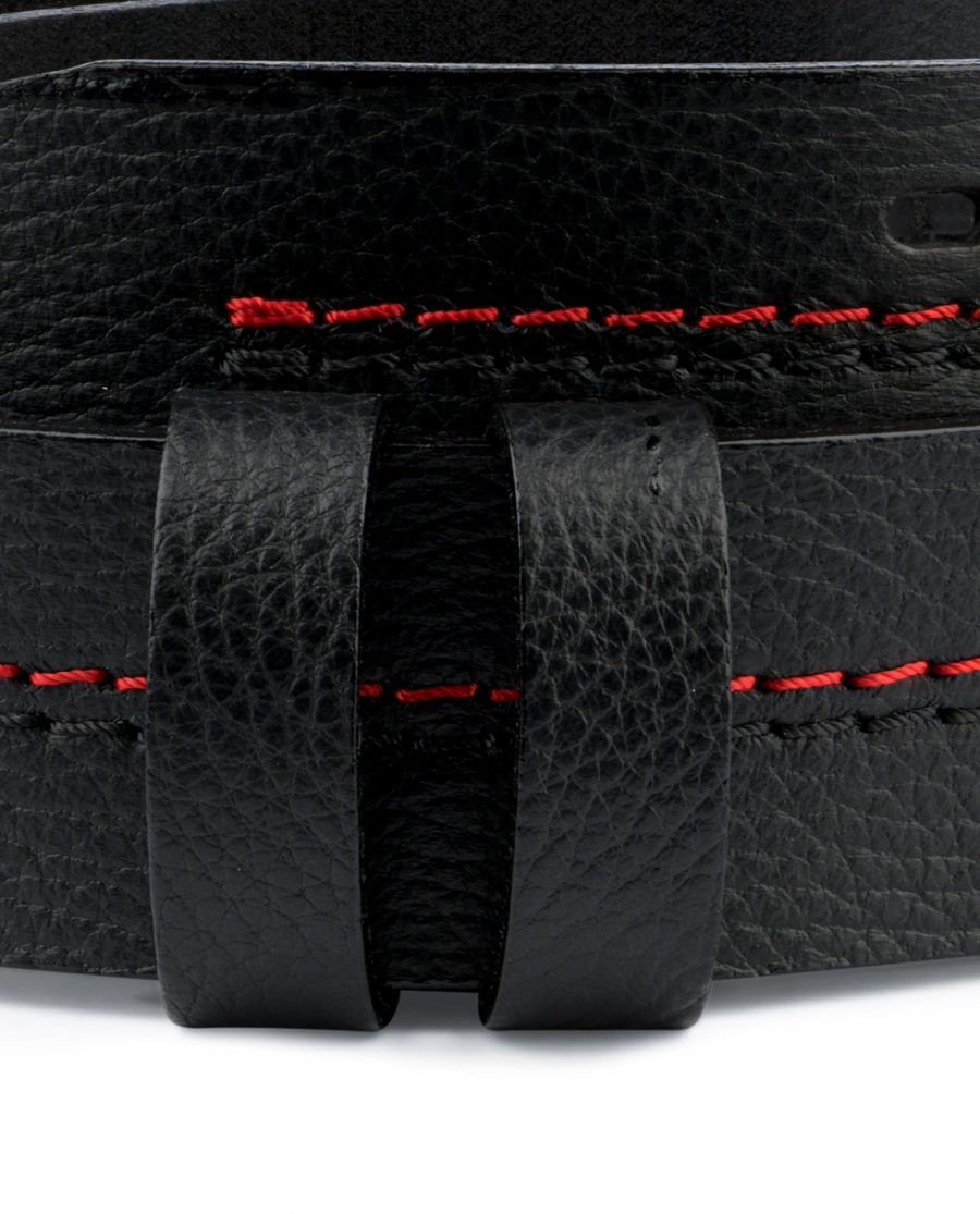 Double Prong Belt Without Buckle Black Genuine Leather