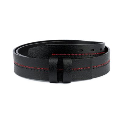 Double Prong Belt Without Buckle Black Leather Capo Pelle