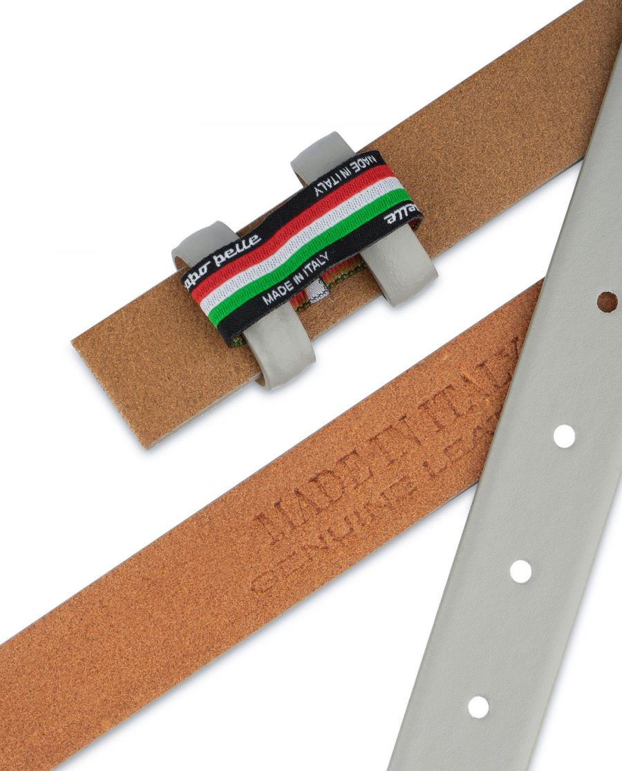 Grey Belt for Buckles Genuine leather 1 inch Adjustable