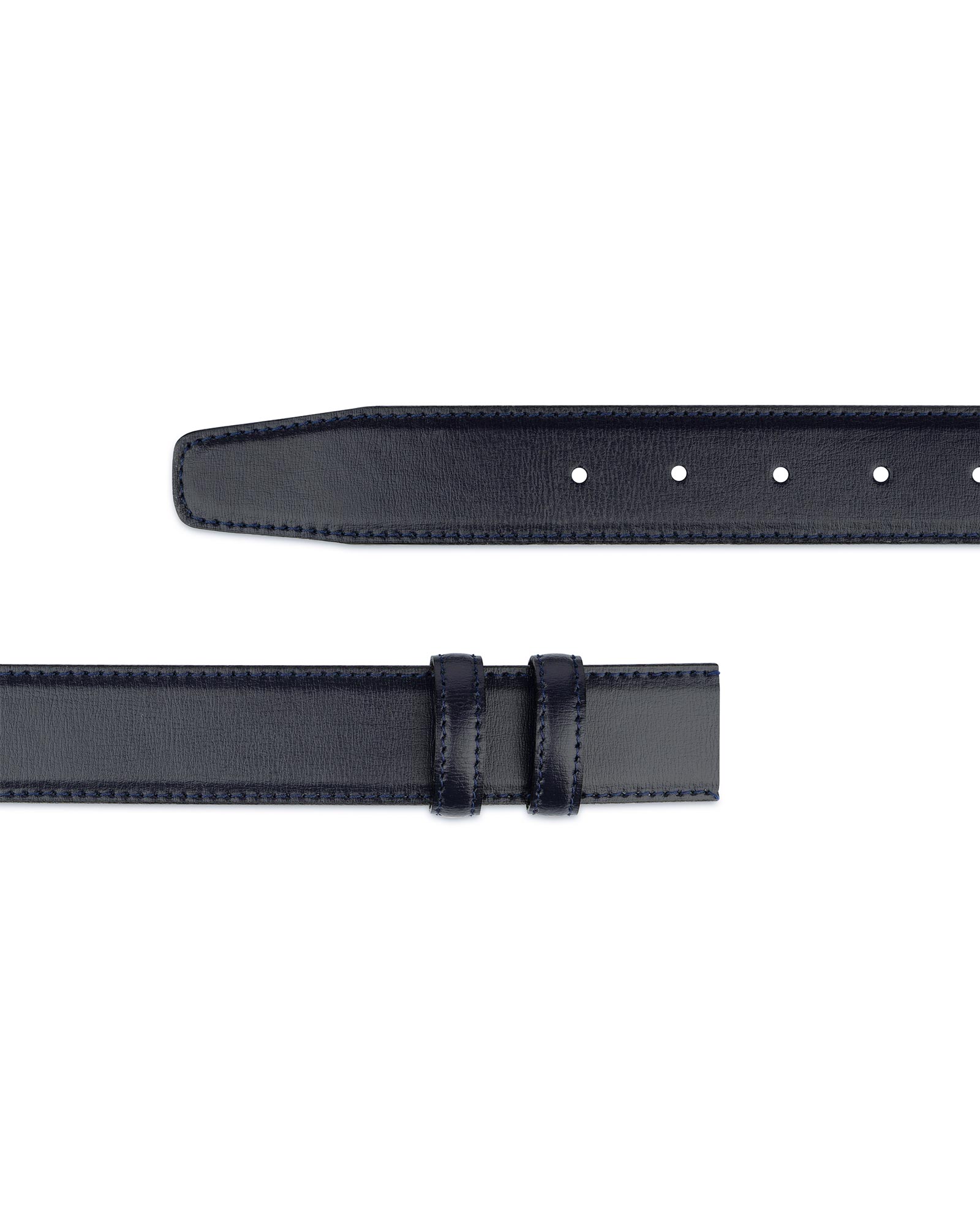 Blue leather belt with adjustable buckle