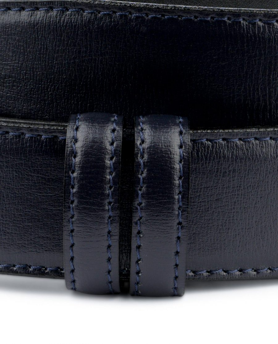 Navy Blue Mens Belt Without Buckle Genuine Leather Dress