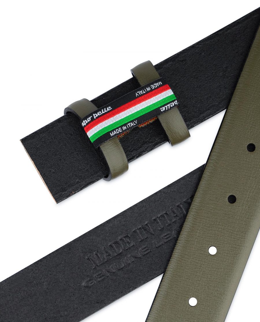 Olive Green Belt Without Buckle 1 3 8 Wide Genuine Leather