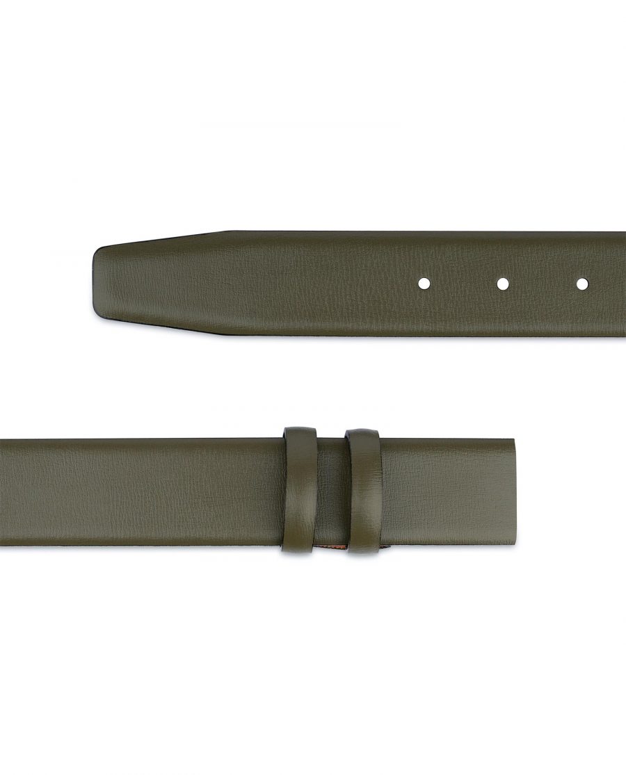 Olive Green Belt Without Buckle 1 3 8 Wide Leather Adjustable