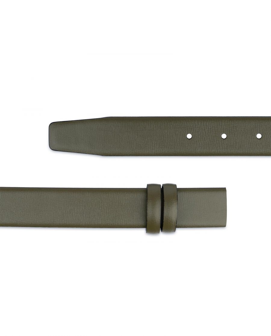Olive Green Belt Without Buckle Genuine leather 1 1 8 inch Adjustable
