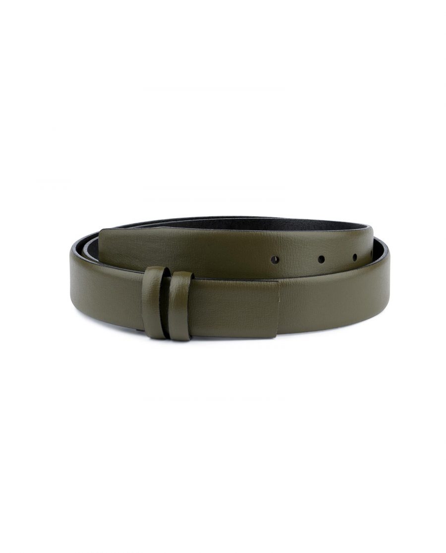 Olive Green Belt Without Buckle Genuine leather 1 1 8 inch Capo Pelle