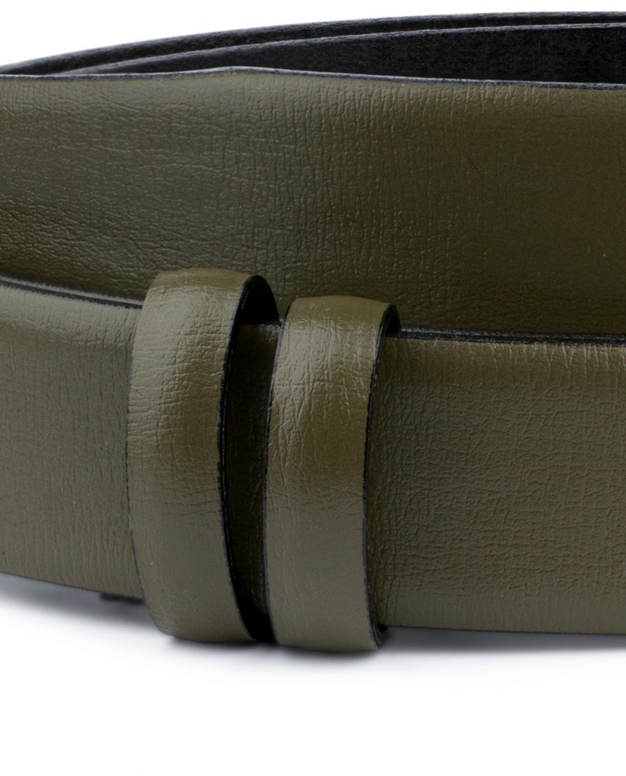 Olive Green Belt Without Buckle Genuine leather 1 1 8 inch Replacement