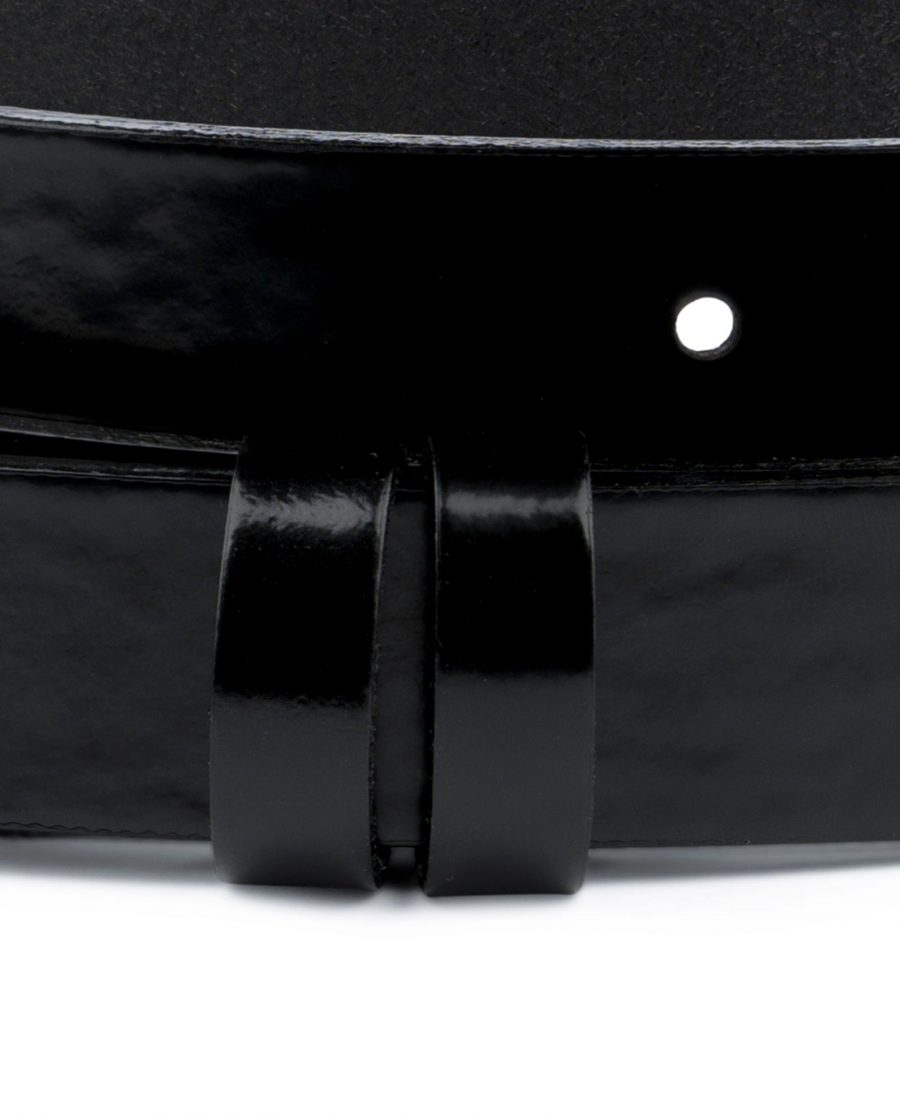 Patent Leather Belt for Buckles Black 1 inch Glossy