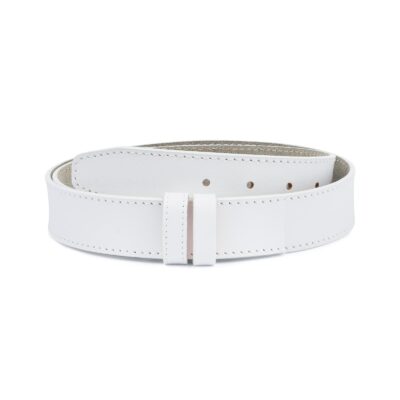 White Belt Mens Without Buckle 1 3 8 Wide Leather Capo Pelle