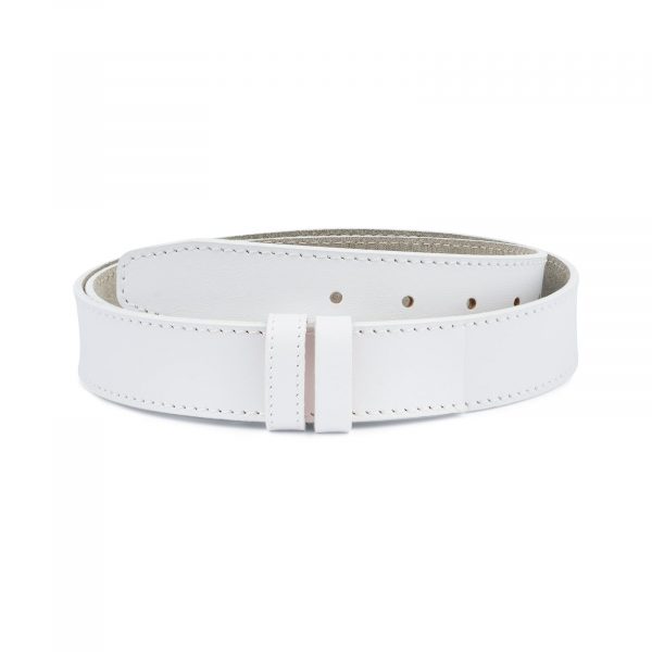 White Belt Mens Without Buckle 1 3 8 Wide Leather Capo Pelle