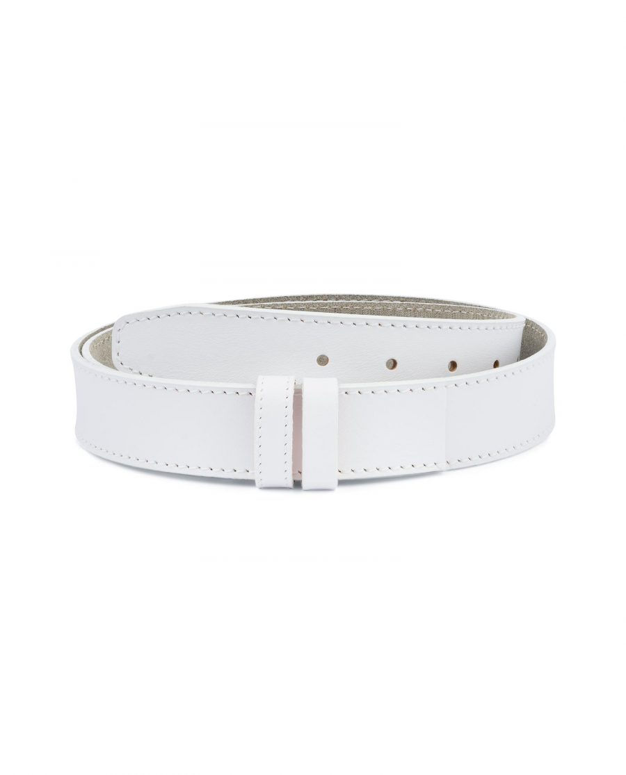 White Belt Mens Without Buckle 1 3 8 Wide Leather Capo Pelle