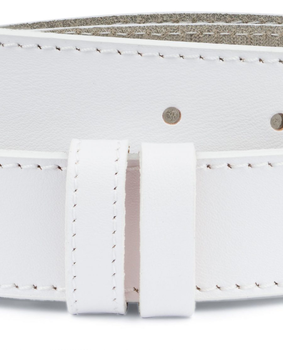 White Belt Mens Without Buckle 1 3 8 Wide Leather Replacement
