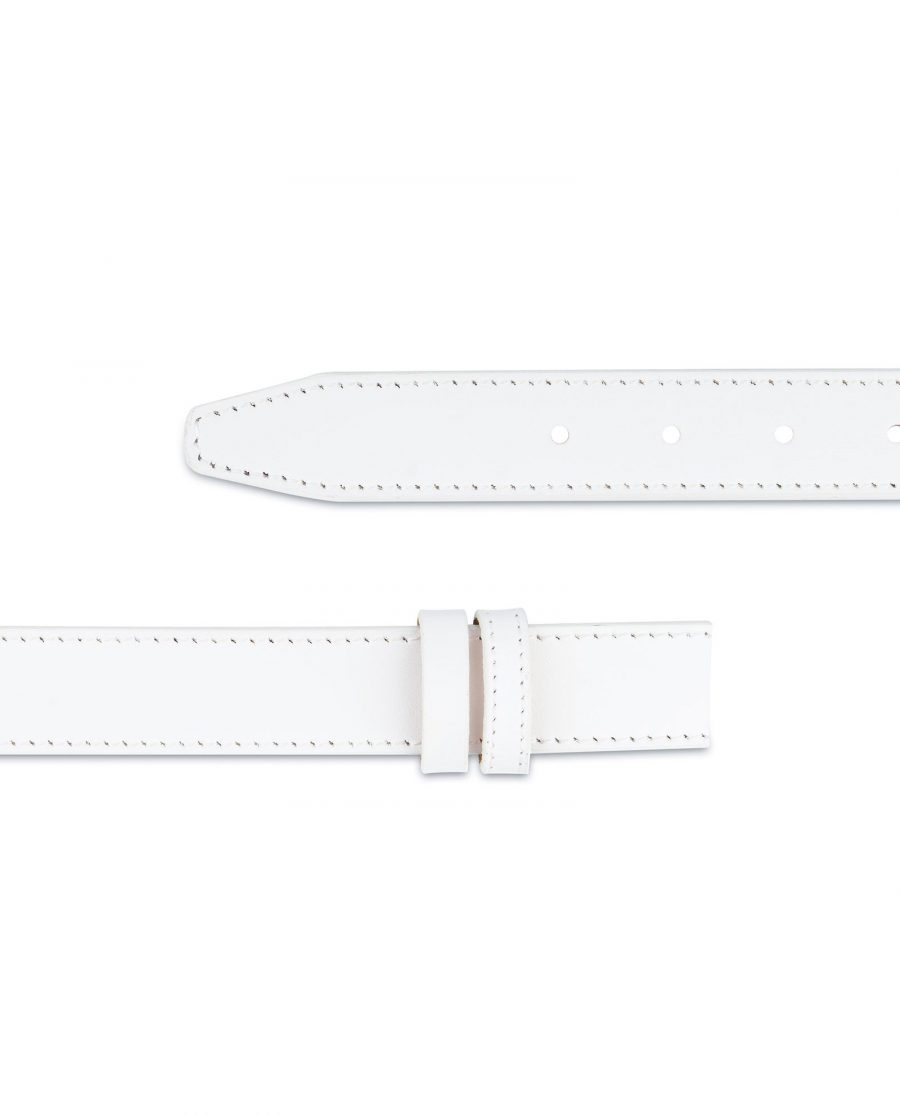 White Leather Belt Mens Without Buckle 1 1 8 Adjustable