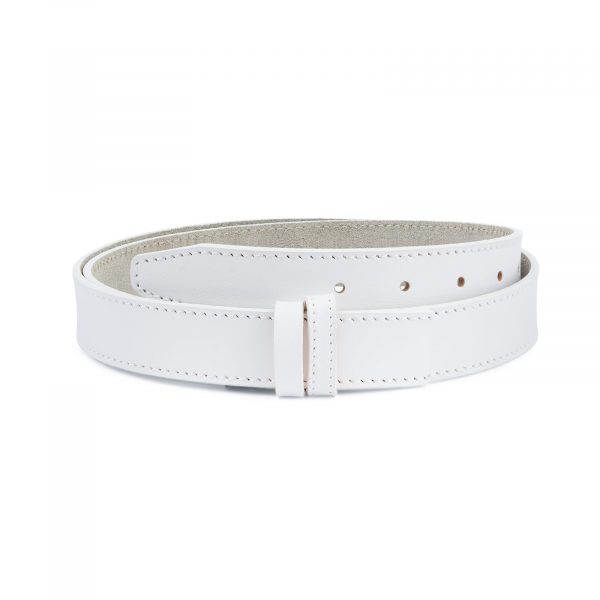 White Leather Belt Mens Without Buckle 1 1 8 Capo Pelle