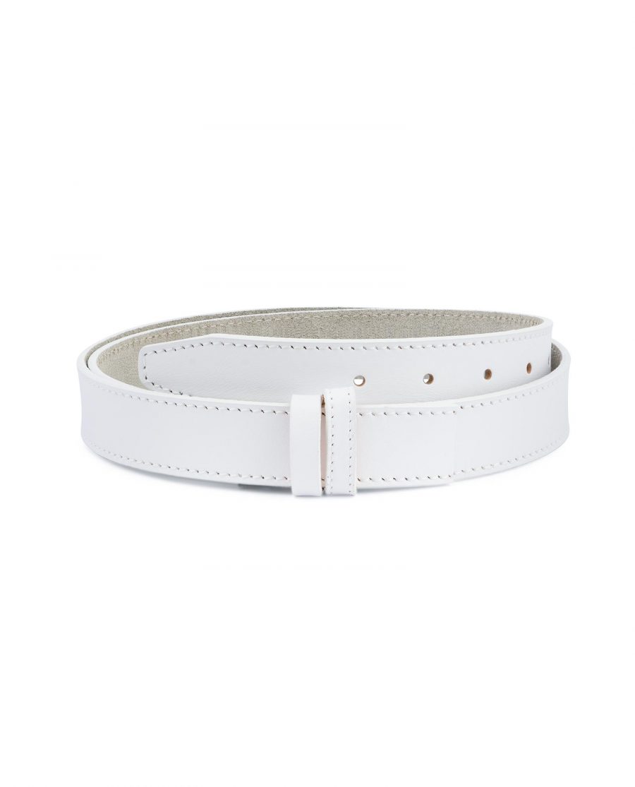 White Leather Belt Mens Without Buckle 1 1 8 Capo Pelle