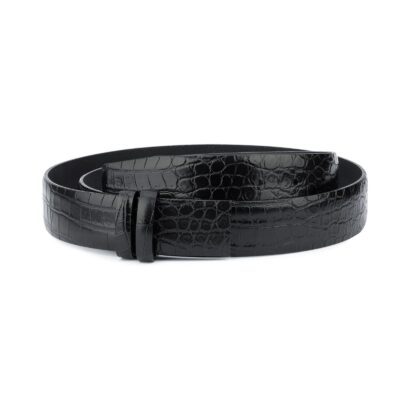 Black Croco Leather Strap for Belt Replacement Mens 1