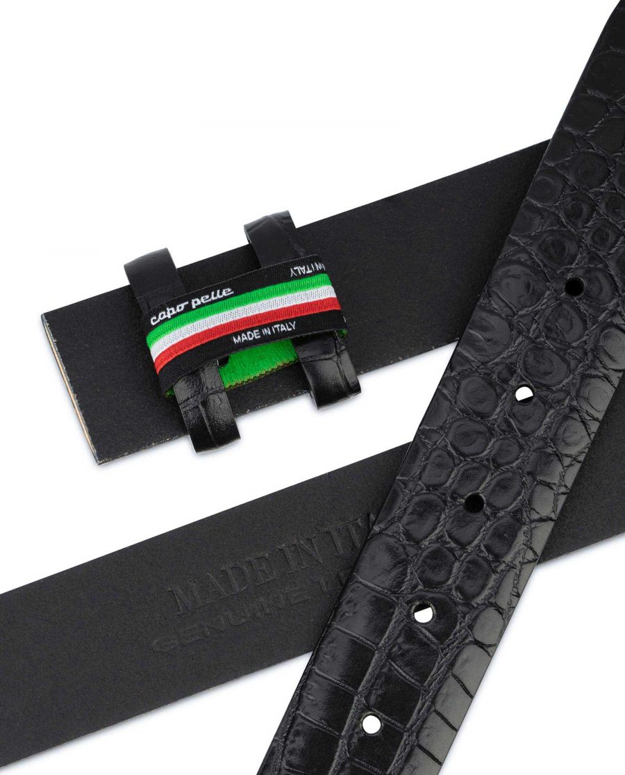 Black Croco Leather Strap for Belt Replacement Mens 3