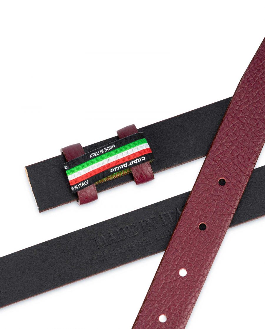 Burgundy Leather Strap for Belt Replacement 1 inch 3