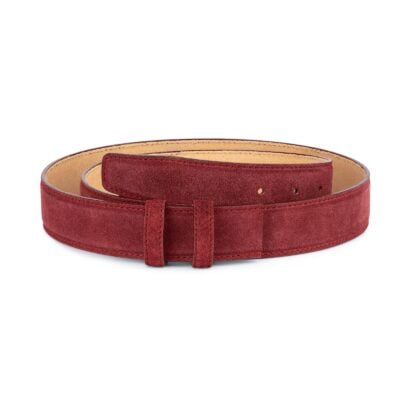 Burgundy Suede Leather Belt Strap 35 mm 1