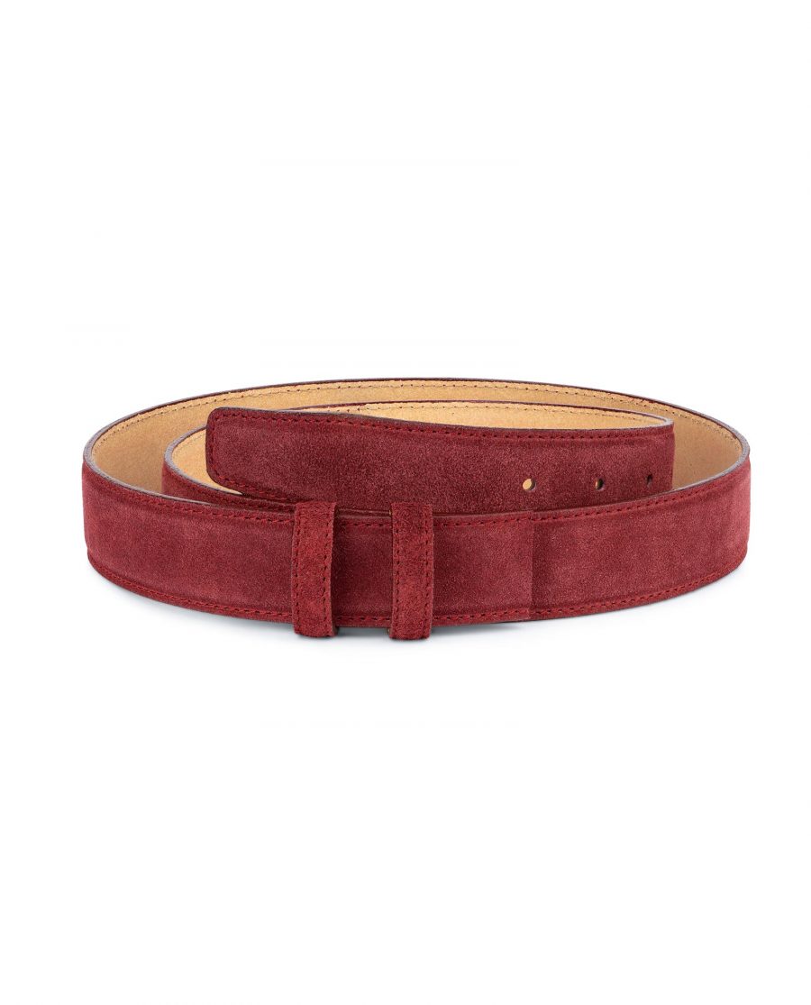 Burgundy Suede Leather Belt Strap 35 mm 1