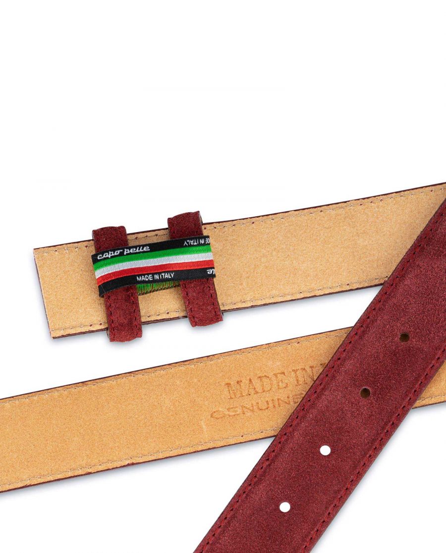 Burgundy Suede Leather Belt Strap 35 mm 3