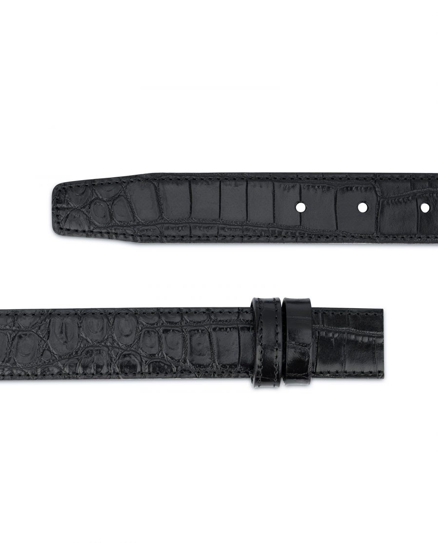Crocodile Belt Strap No buckle Black Replacement 2