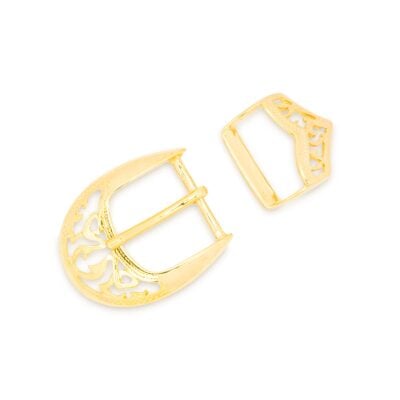 Womens Gold Belt Buckle 3 Piece Set Western 2