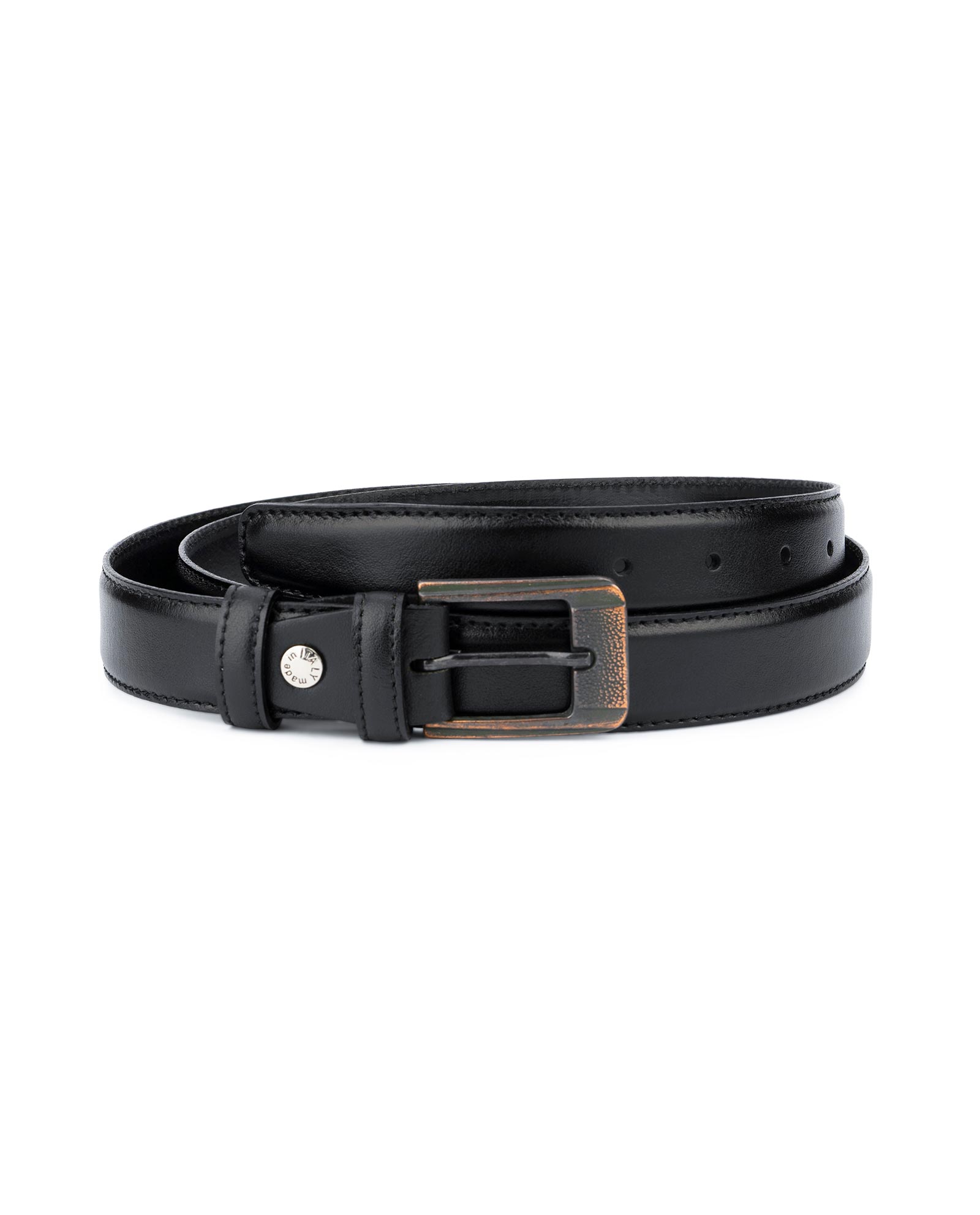Buy Black Belt with Copper buckle | Real Leather | Capo Pelle
