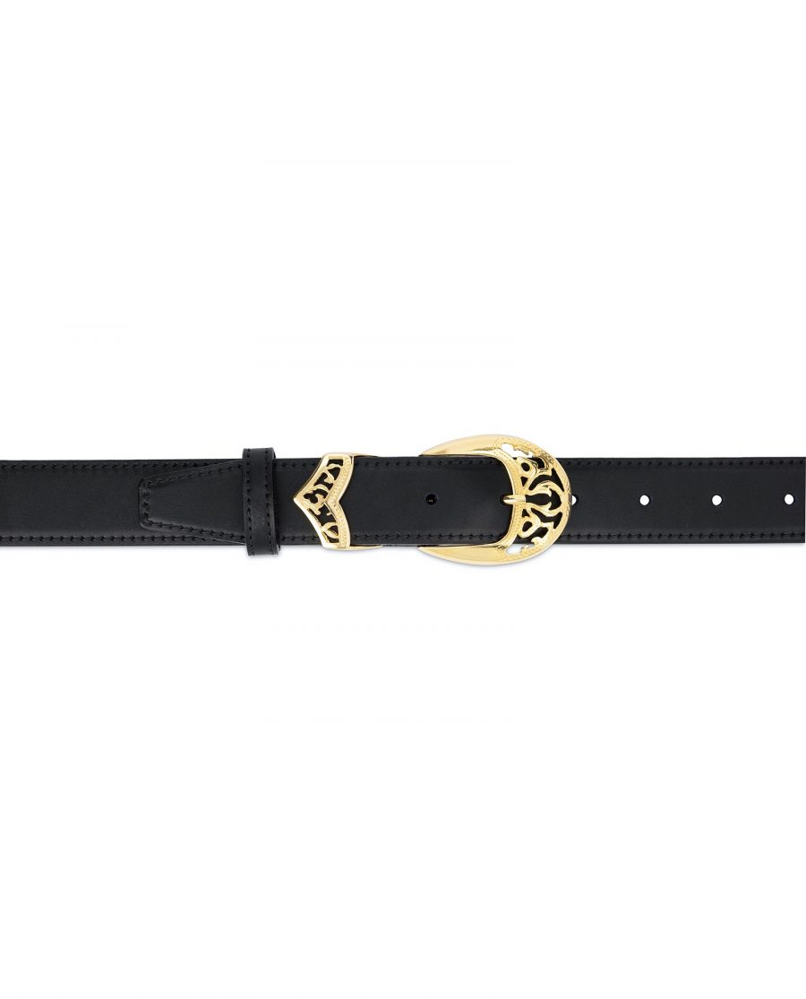 Black Belt with Gold Buckle Full Grain Leather 3
