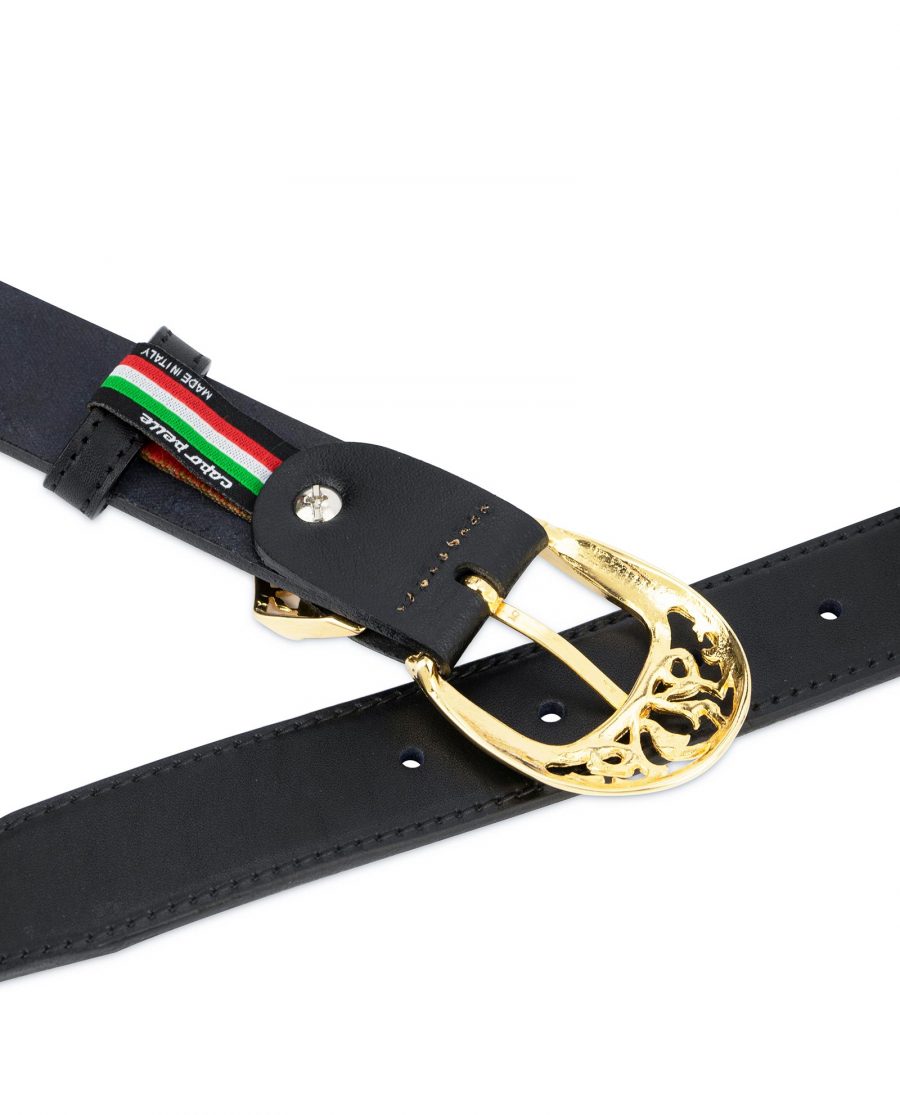 Black Belt with Gold Buckle Full Grain Leather 5