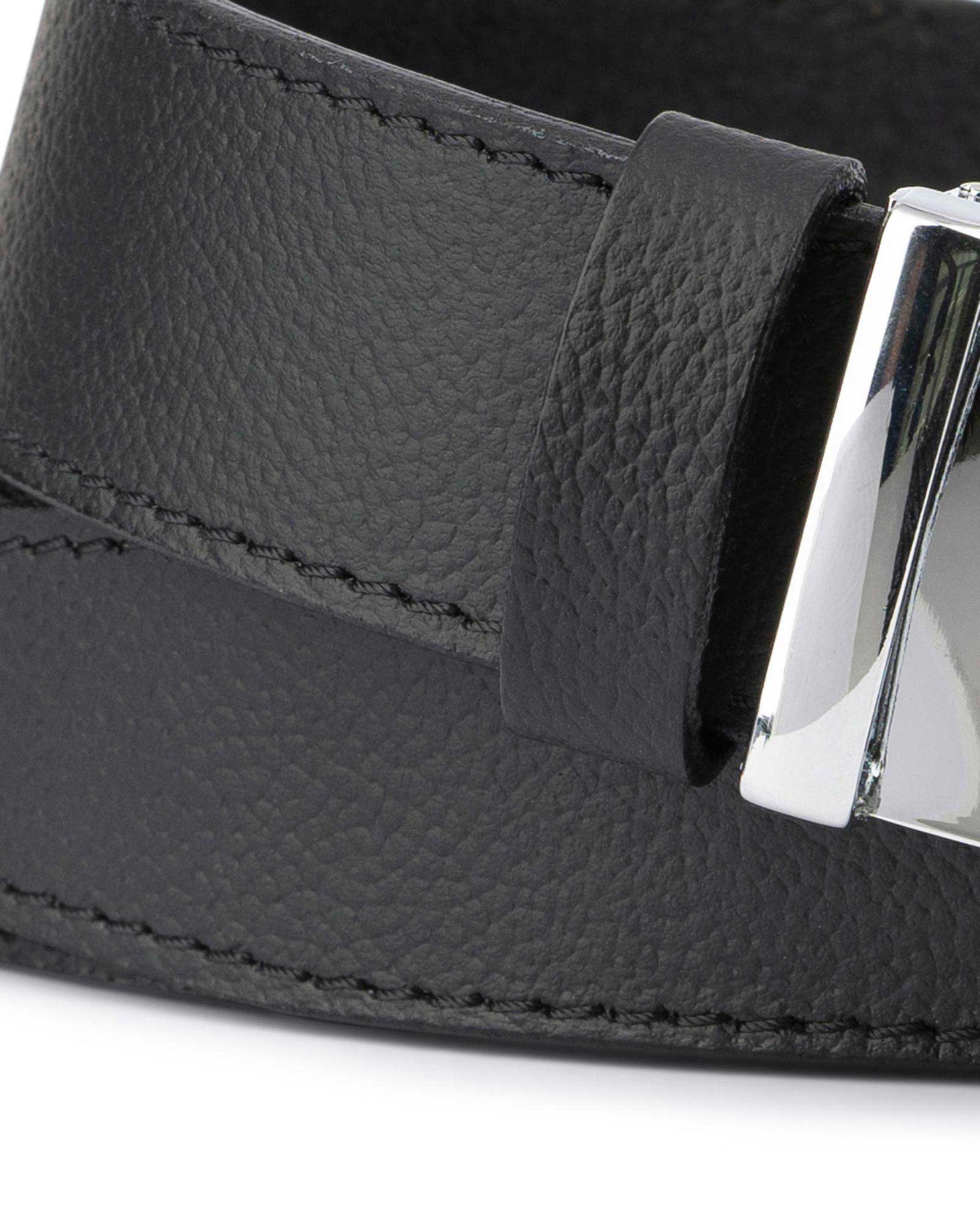 Men's Black Leather Comfort Click Belt | Blank Buckle 36 / 90 cm - Black | Capo Pelle