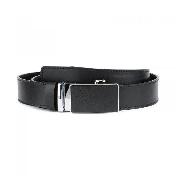 Black Ratcheting Leather Belt for Men 1