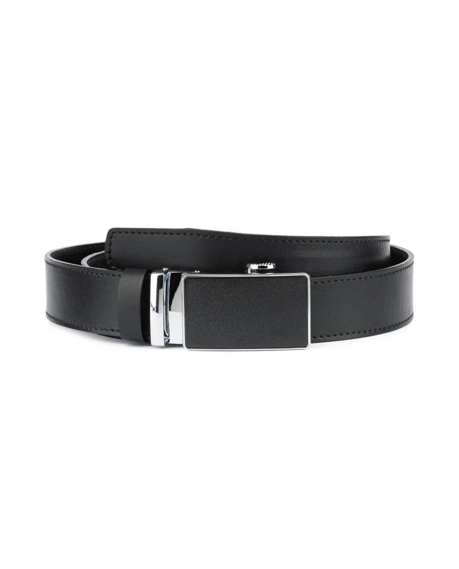Black Ratcheting Leather Belt for Men 1