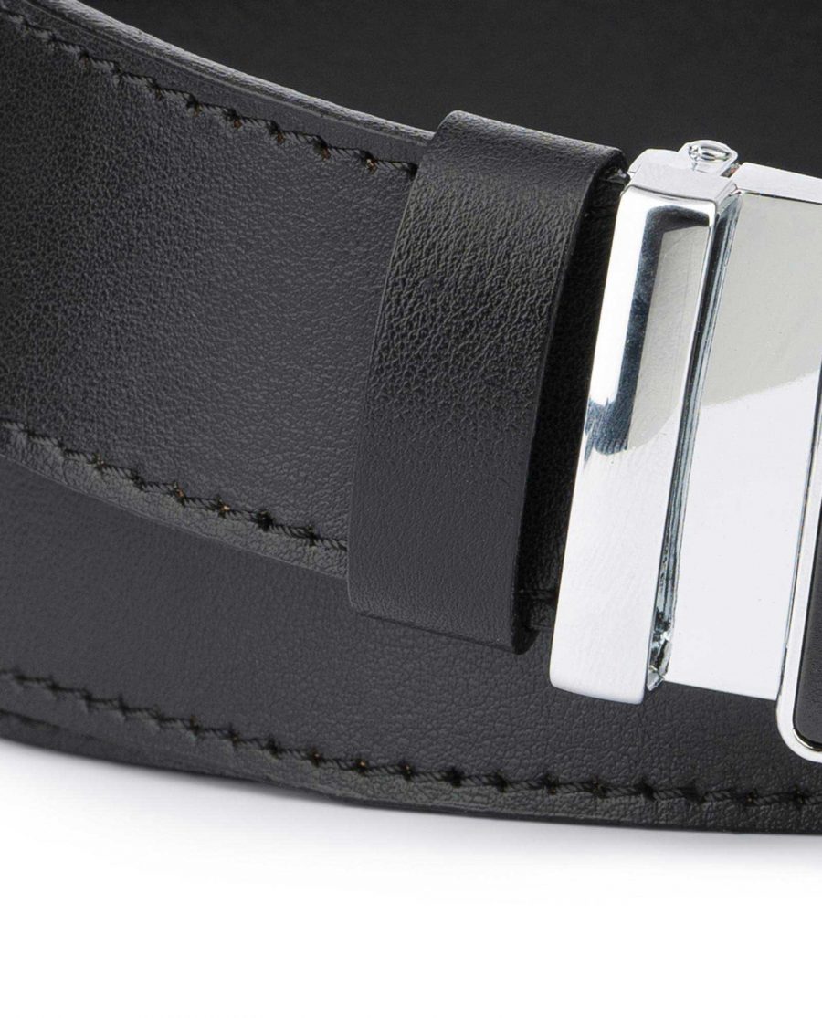 Black Ratcheting Leather Belt for Men 2