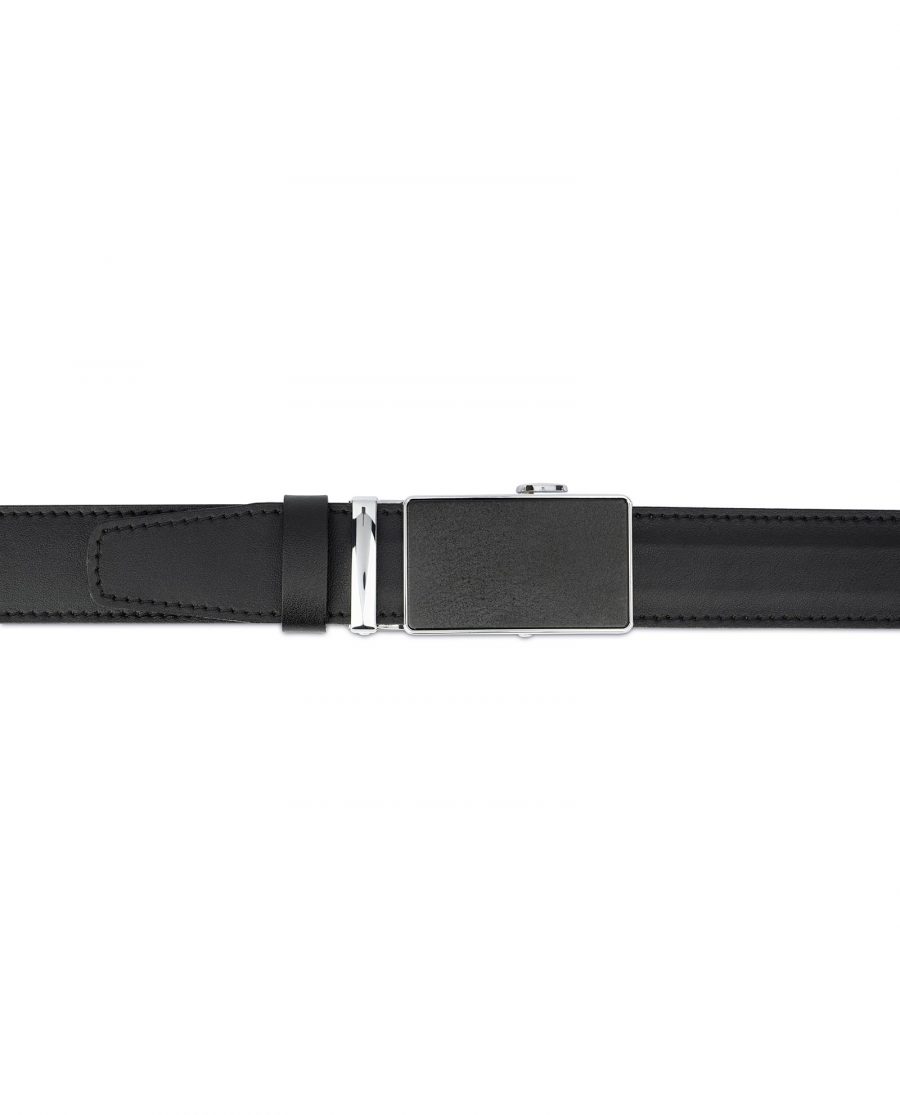 Black Ratcheting Leather Belt for Men 4