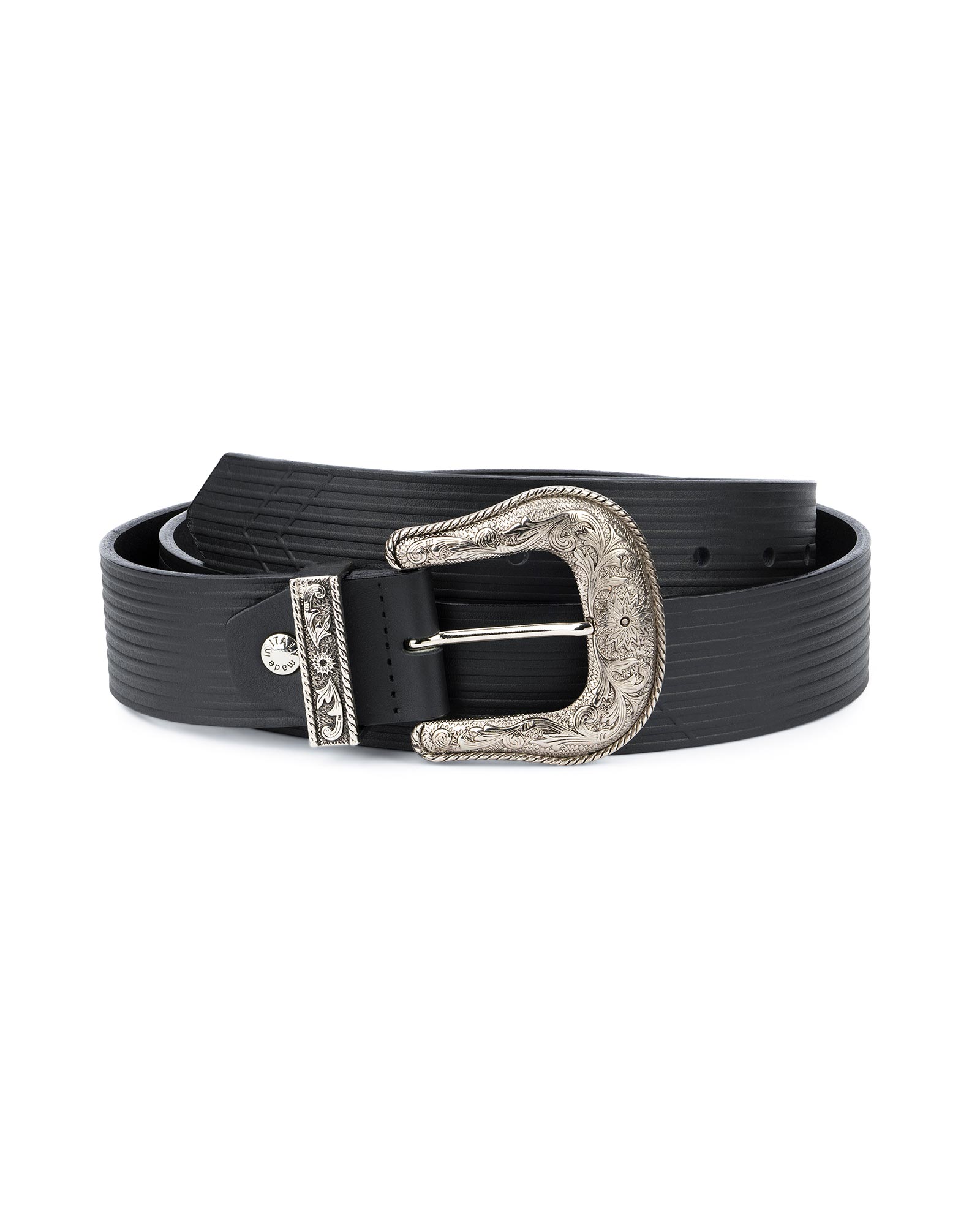 Buy Black Western Belt | Wide Embossed Leather | LeatherBeltsOnline
