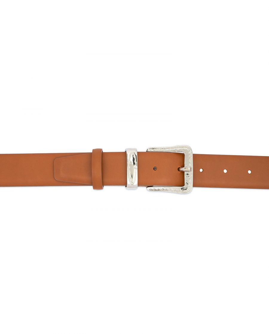 Brown Western Belt with Silver Buckle 3