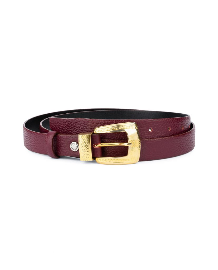 Buy Burgundy Belt for Women | Gold Buckle | LeatherBeltsOnline.com