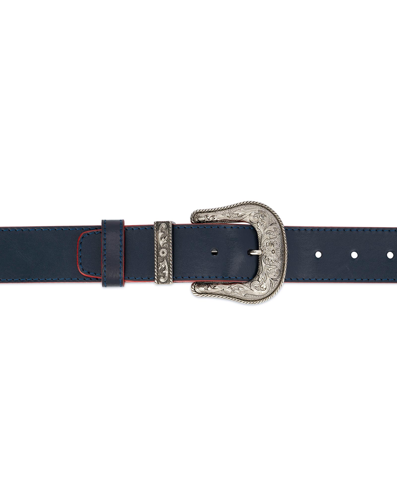 Buy Cowboy Western Belt | Dark Blue Leather | LeatherBeltsOnline.com